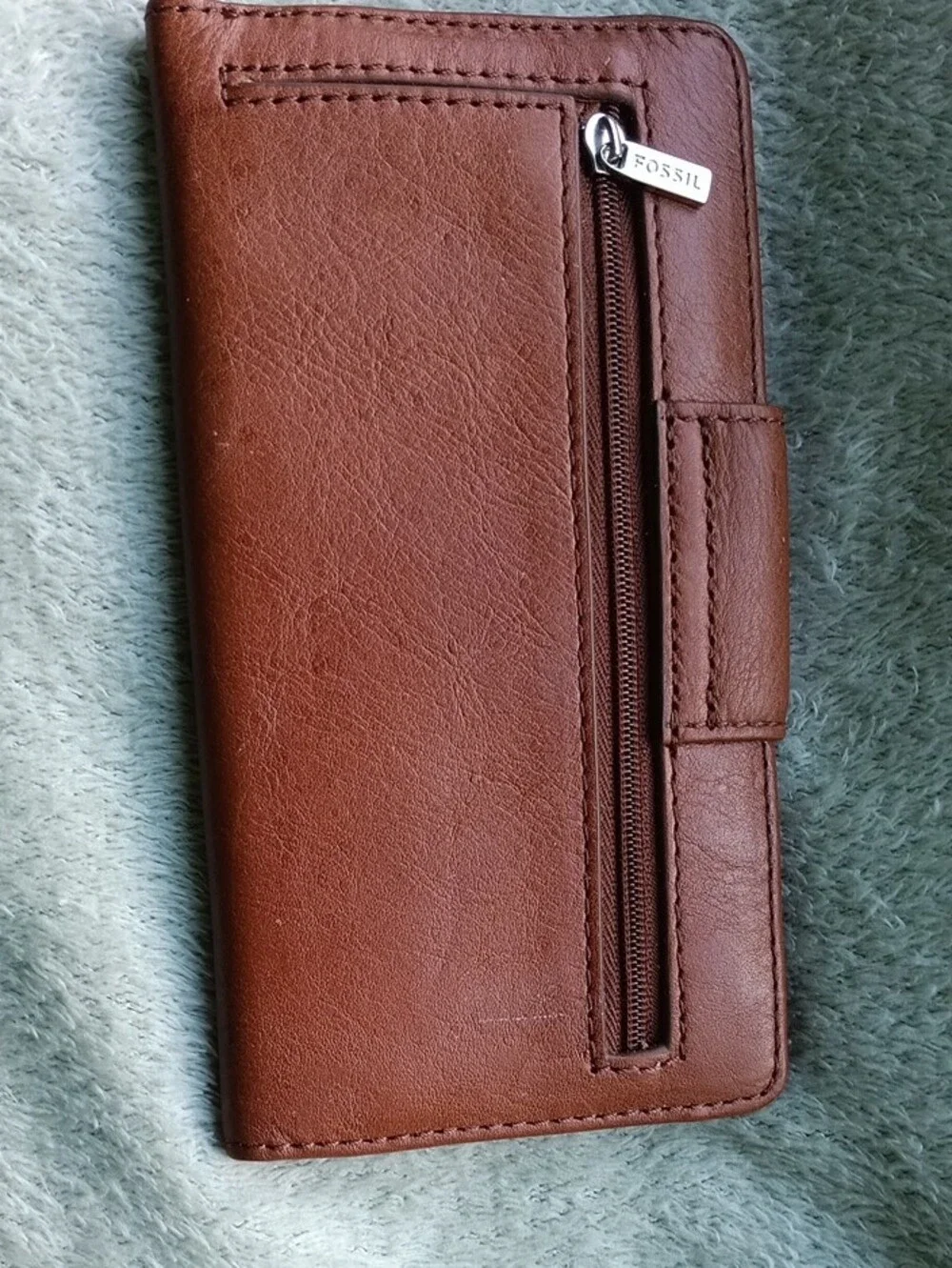 Fossil Men's Cognac Brown Leather Card & Key Holder Wallet
